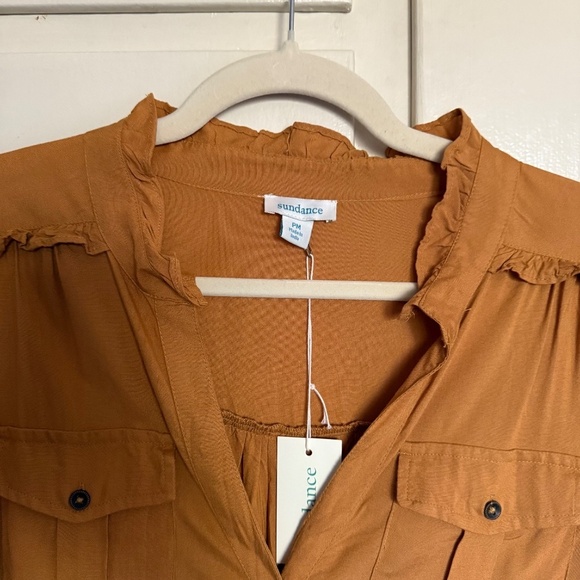 NWT  Sundance Femme Militaire Blouse Honey Military Inspired Size Petite Medium - Picture 3 of 15